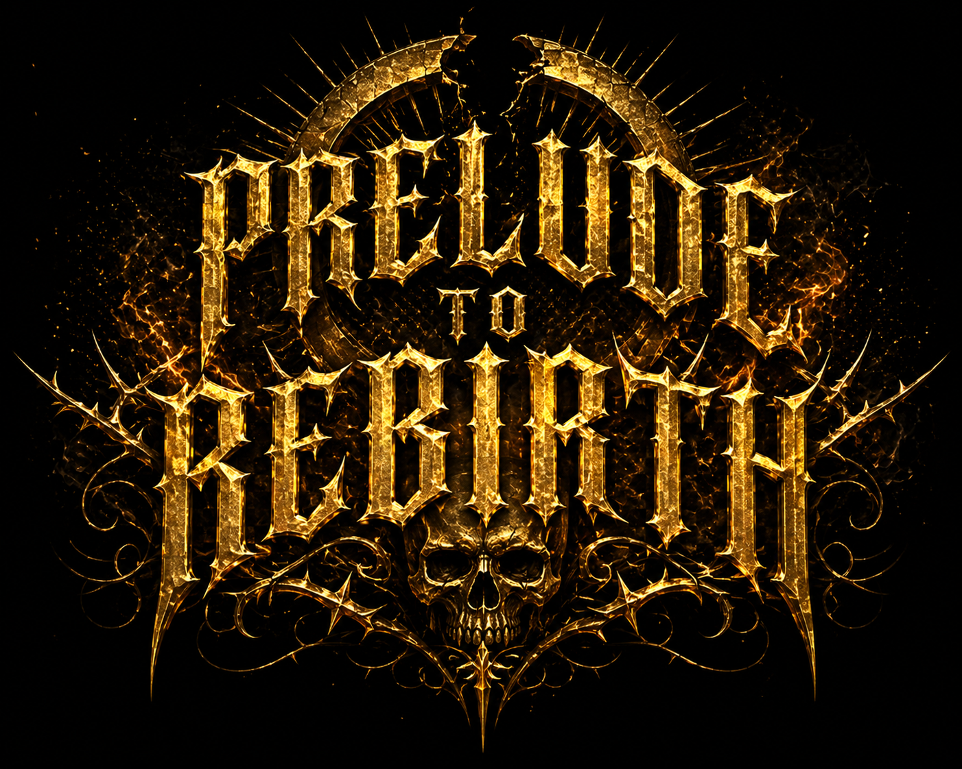 Prelude to Rebirth logo on black and gold background