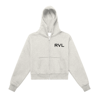 Fleeced Zip-Up Cropped Hoodie RVL logo