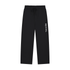 Black wide-leg sweatpants with a white vertical &