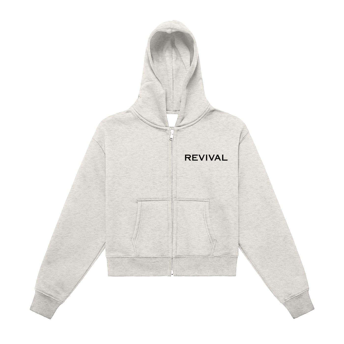 Fleeced Zip-Up Cropped Hoodie Revival logo