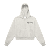 Fleeced Zip-Up Cropped Hoodie Revival logo
