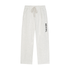 Light heather gray sweatpants with a drawstring waist and a vertical black &
