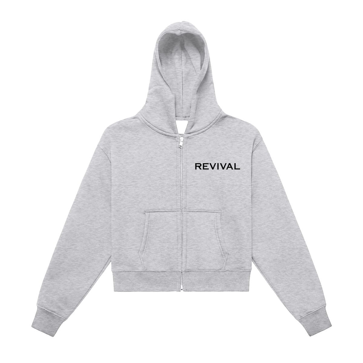 Fleeced Zip-Up Cropped Hoodie Revival logo
