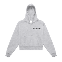 Fleeced Zip-Up Cropped Hoodie Revival logo