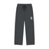 Dark gray drawstring sweatpants with a white embroidered monogram logo on the left thigh, shown against a plain white background.
