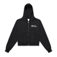 Fleeced Zip-Up Cropped Hoodie RVL logo