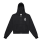 Fleeced Zip-Up Cropped Hoodie Crest logo