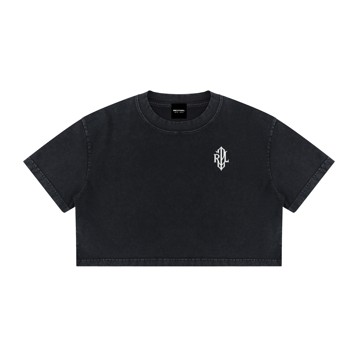 Women's Mineral Wash Cotton Crop T-Shirt Crest logo