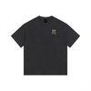 Black t-shirt with a logo on the chest against a white background