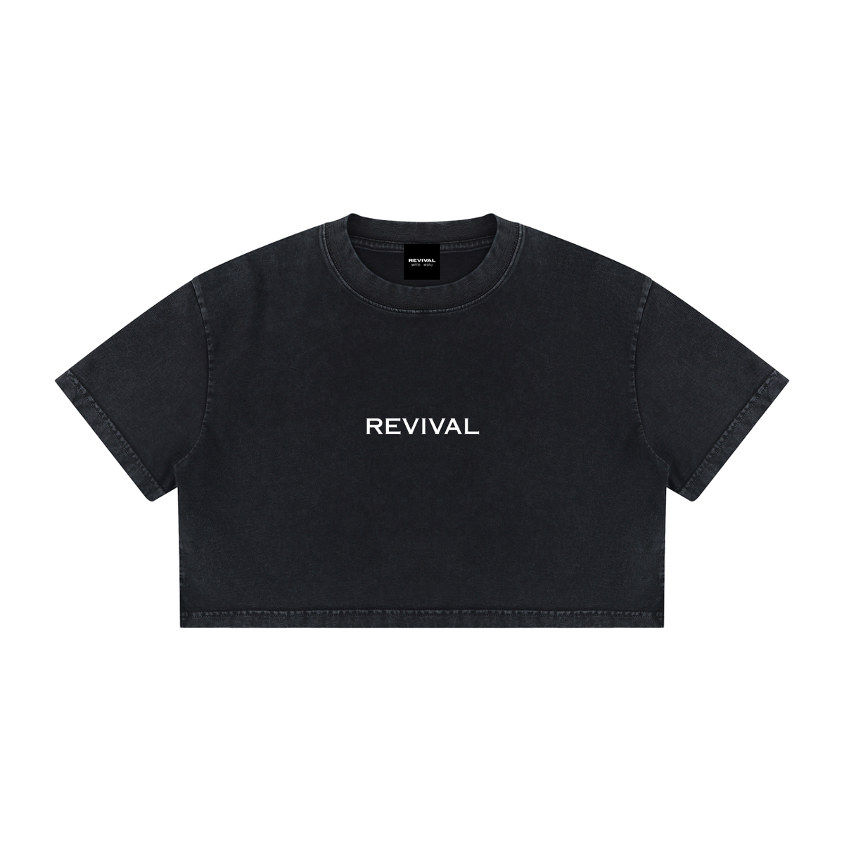 Women's Mineral Wash Cotton Crop T-Shirt Revival logo