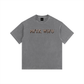 Gray t-shirt with a logo on the chest against a white background