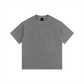 Gray t-shirt with white text on a white background