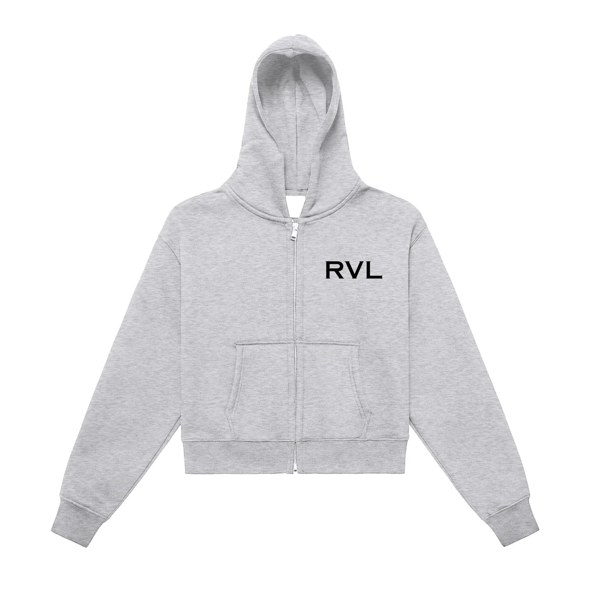 Fleeced Zip-Up Cropped Hoodie RVL logo