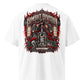 Combat Reckoning oversized black graphic tee with hooded warrior wolves and hourglass artwork from REVIVAL MFTR Combat Division Chapter II